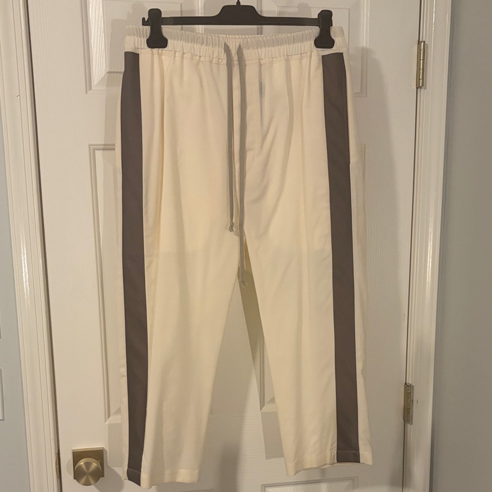 Rick Owens Fogachine Natural Cropped Drawstring Astaires with Dust Accent